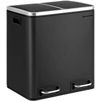 SONGMICS Basurero de Reciclaje 30L- Papelera Metálica- Papelera Escalonada con Cubo Interior y Asas- 2 x 15 Litros para…